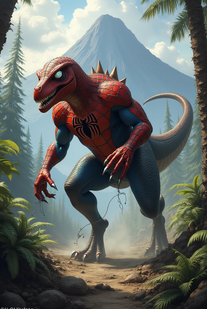 Spider-man but as a dinosaur