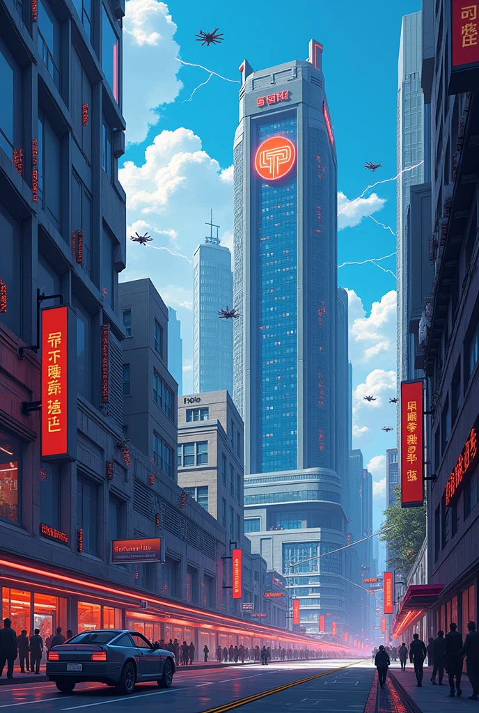 In a town called Novera, There was a technology company known for always being ahead of its time.create a comic book style company image