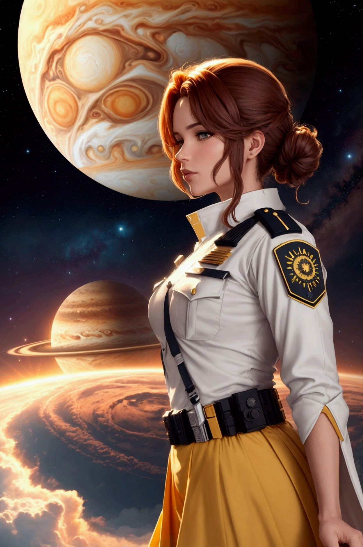 Planet Jupiter. sun .officer .merged