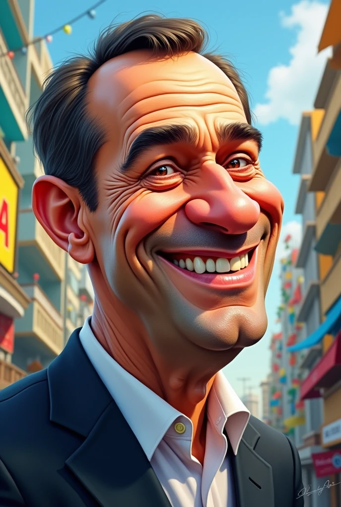 create a caricature of pablo marçal mayor of sao paulo see his photos online