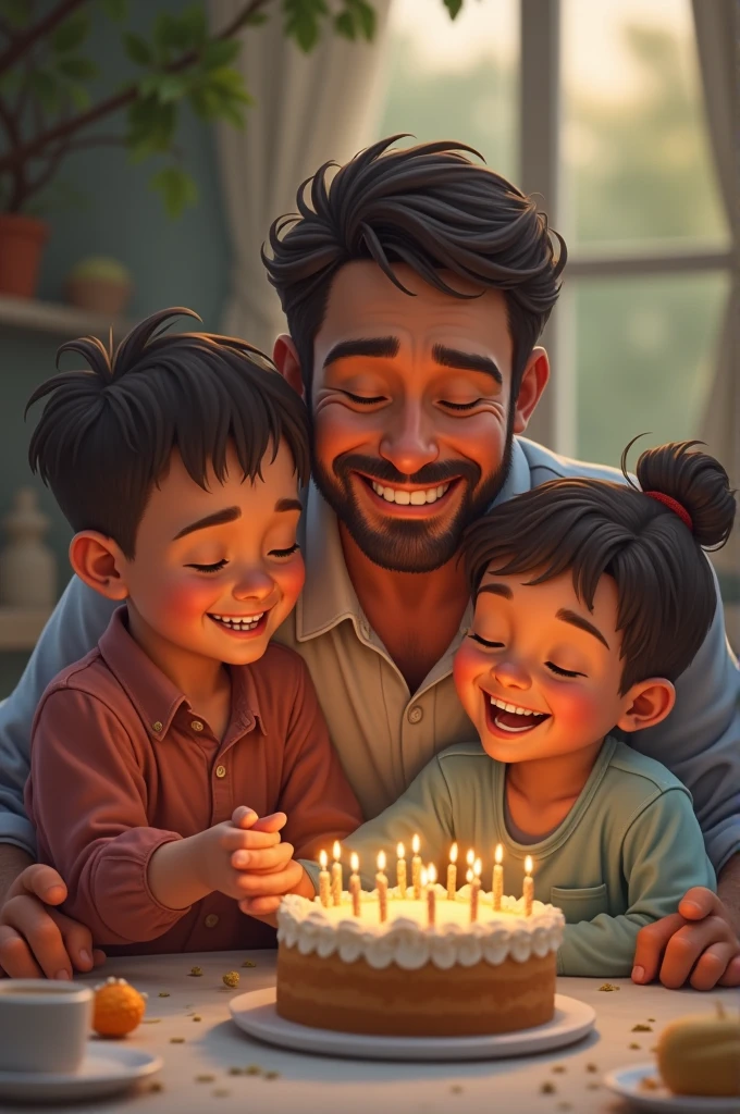 A father taking his reward with his children!