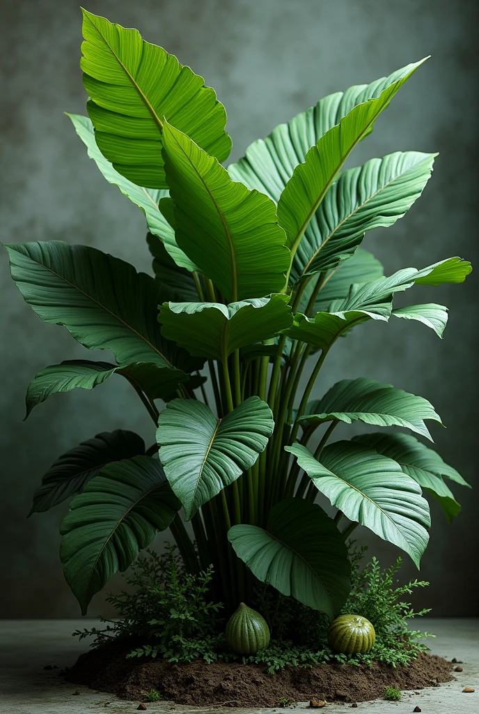 Castor plant with large leaves and seeds.