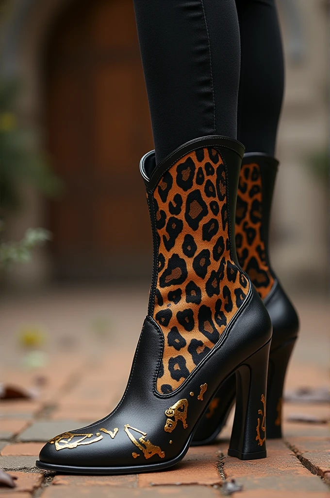 Une chaussure en cuire en forme d'un animal à l'aspect du jaguar et du lion dans les pieds d une femme. Décrire ce texte en valeur commerciale pour vendre sur internet et toutes les réseaux sociaux. En prof et valeur écologique.