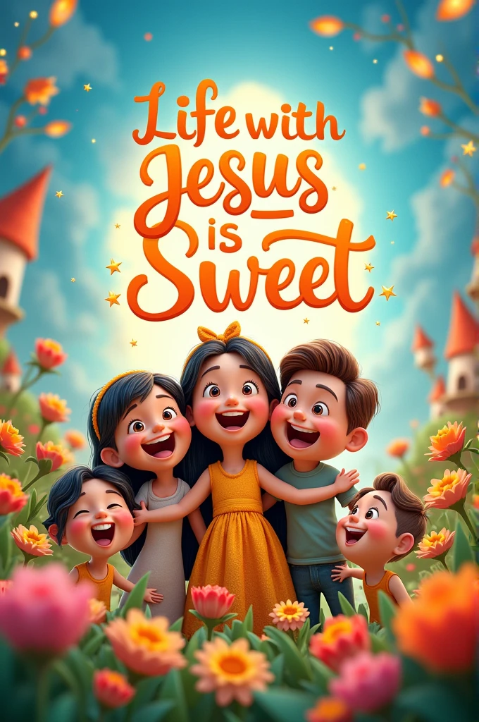 3D poster based on Disney Pixar with the phrase LIFE WITH JESUS IS SWEET 