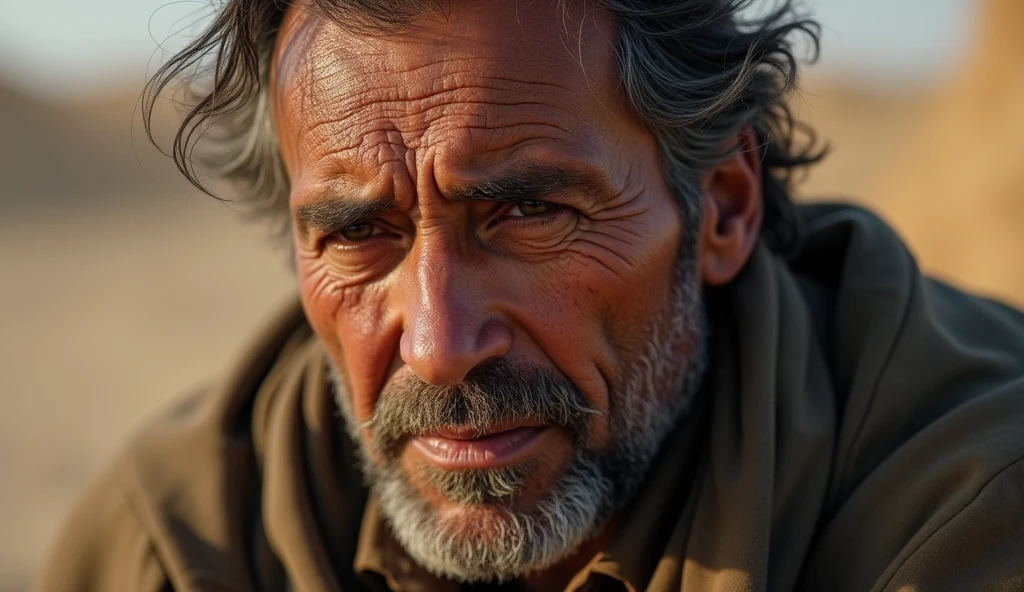 Exhausted expression given by men due to long trip