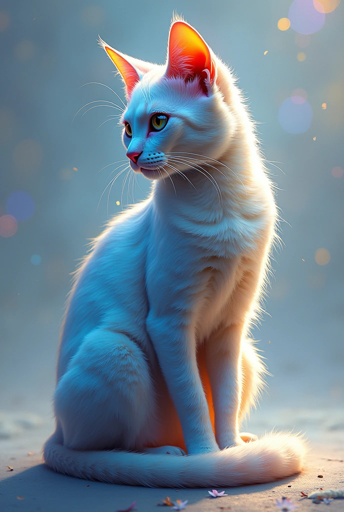 Digital art based on a cat with the colors of the iris