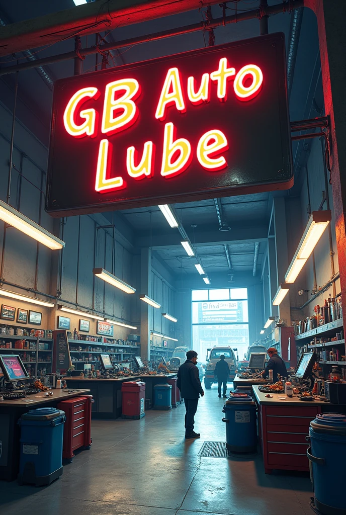 gearbox workshop with signboard (GB AUTO LUBE)