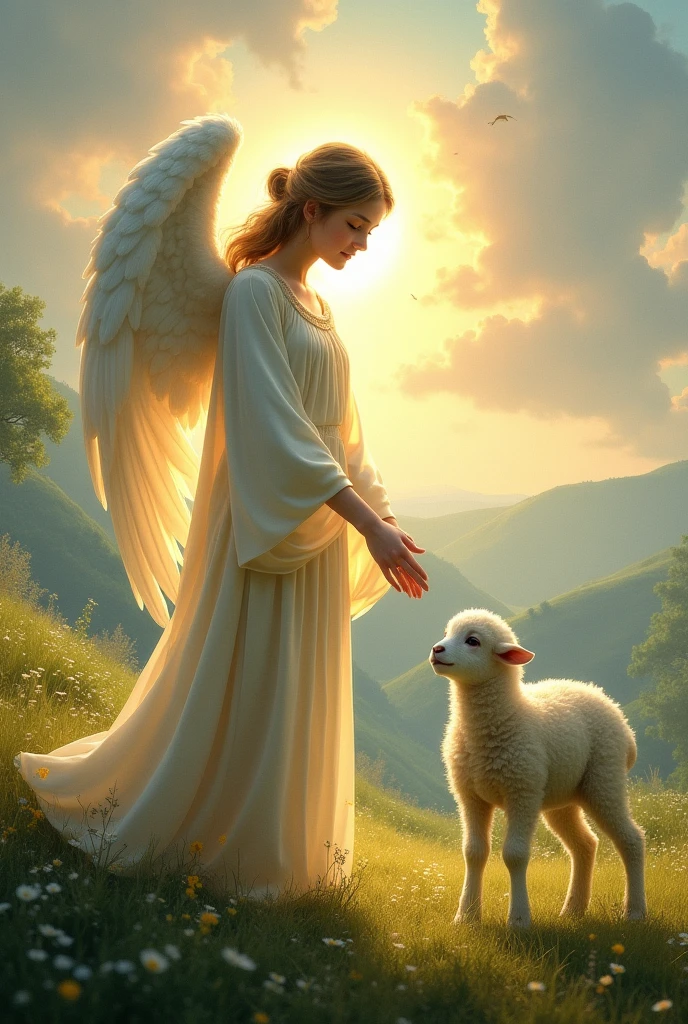 Angel of the Lord guiding a lamb