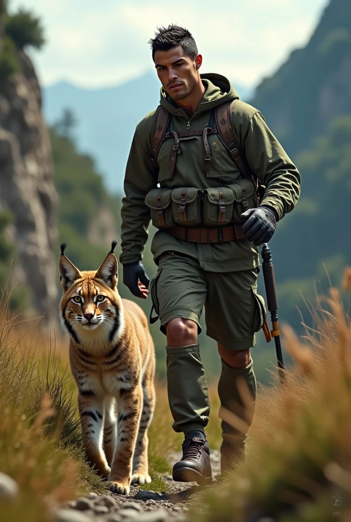 Cristiano Ronaldo hunting an Iberian lynx