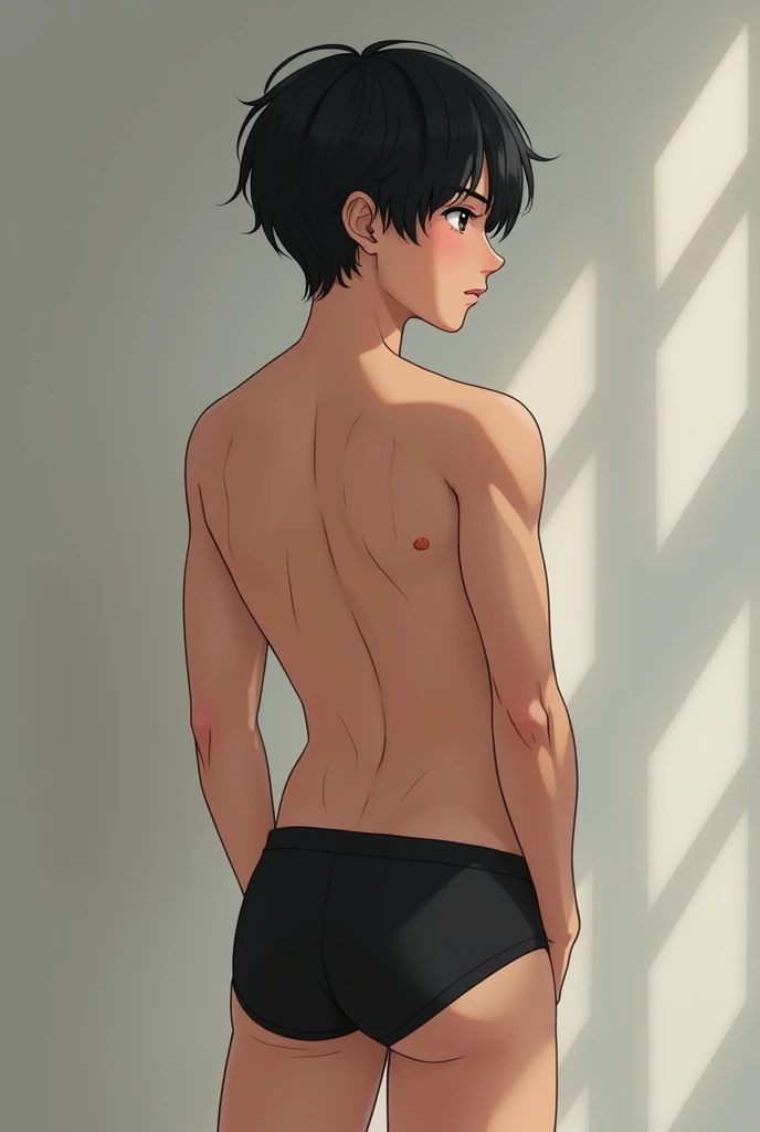 16 year old boy black straight hair in briefs