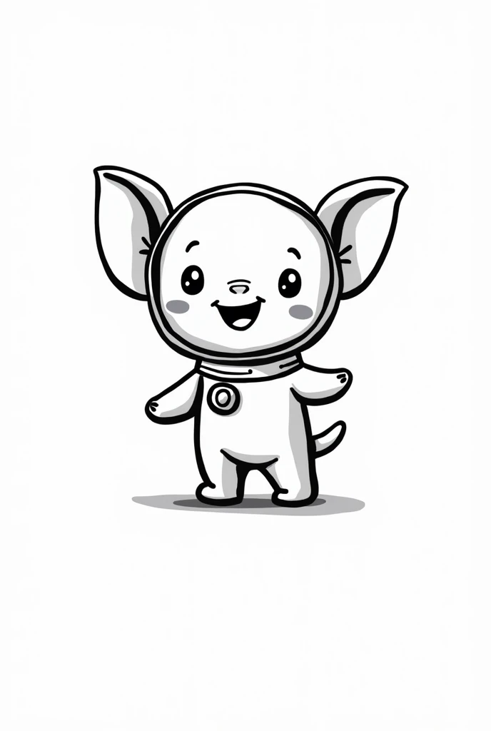 simple astronaut, company mascot, poses, Simple drawing, blackandwhite, ears