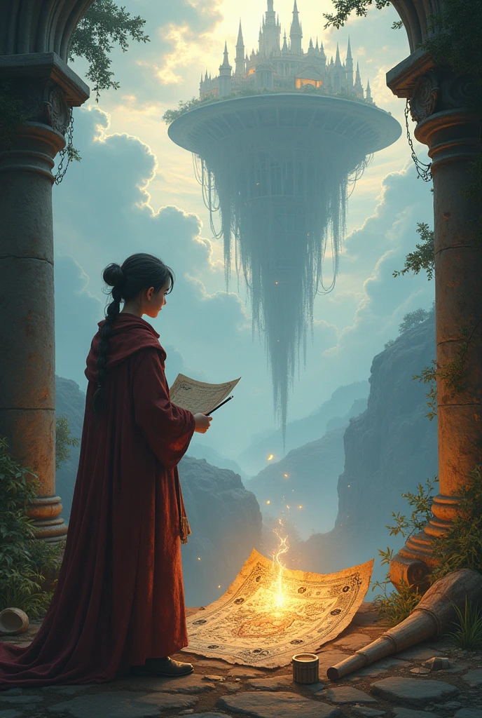 A young scholar discovers an ancient map leading to a forgotten kingdom hidden in the clouds. To unlock its secrets, they must solve riddles left behind by the last great ruler, who was said to be half-dragon