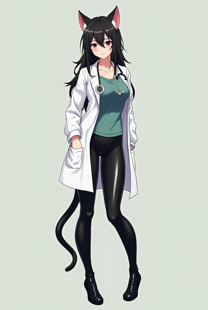 Anime Doktor neko girl in latex leggings