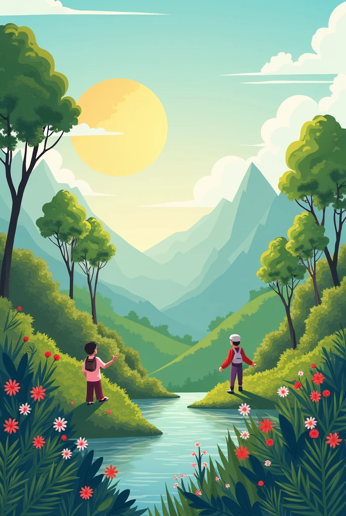 Make me a poster in Spanish that promotes the care of ecosystem services