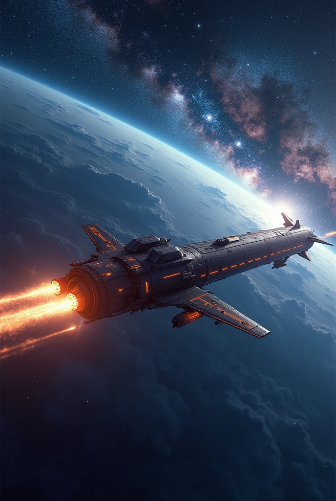 Train-shaped spaceship,10-car train,(Beautiful aircraft:2.0),(The background is outer space and the Milky Way:1.6),masterpiece,Highest quality,Ultra-high resolution,(Super detailed),8k,Realistic,Best aesthetics,beautiful,(dynamic)