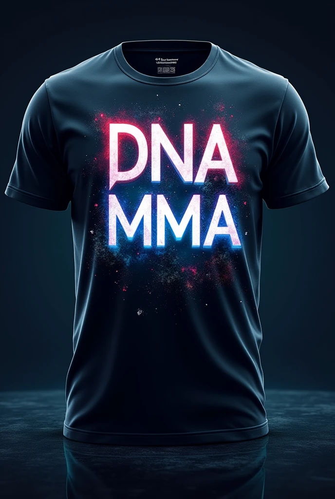 Create a t-shirt with written on DNA MMA in cool gravity