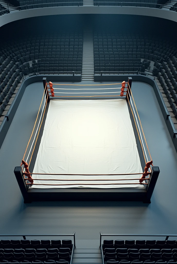 A empty boxing ring in stadium from top view
Like drone