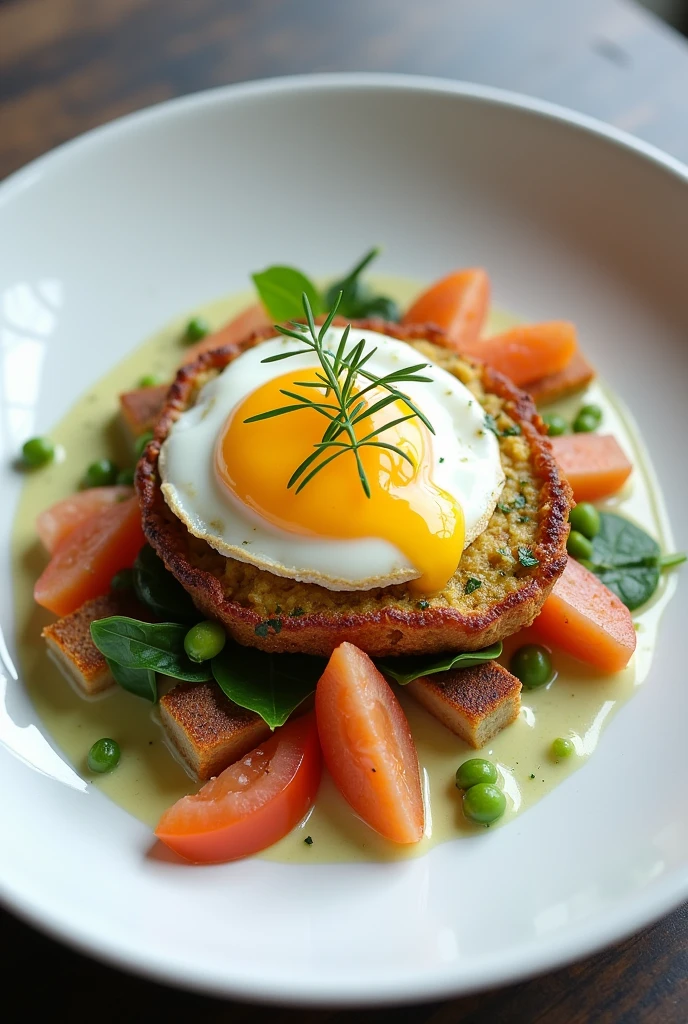 Ang nice, simple and clear plating of an egg dish. Not boiled egg. 
Mind the starch, protein, sauces, vegetables, and garnishes. Take note of the height, width of the food components