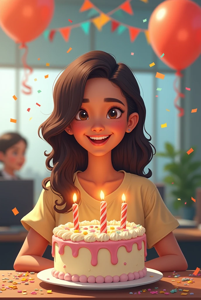 Give me a happy birthday image with this phrase: leidy jhoanna, in the company CJG Investments S.A.We celebrate your life, thank you for sharing your time with us. On behalf of all your coworkers, we wish you a happy birthday.
