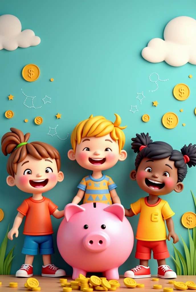 create banner about kids learning money management