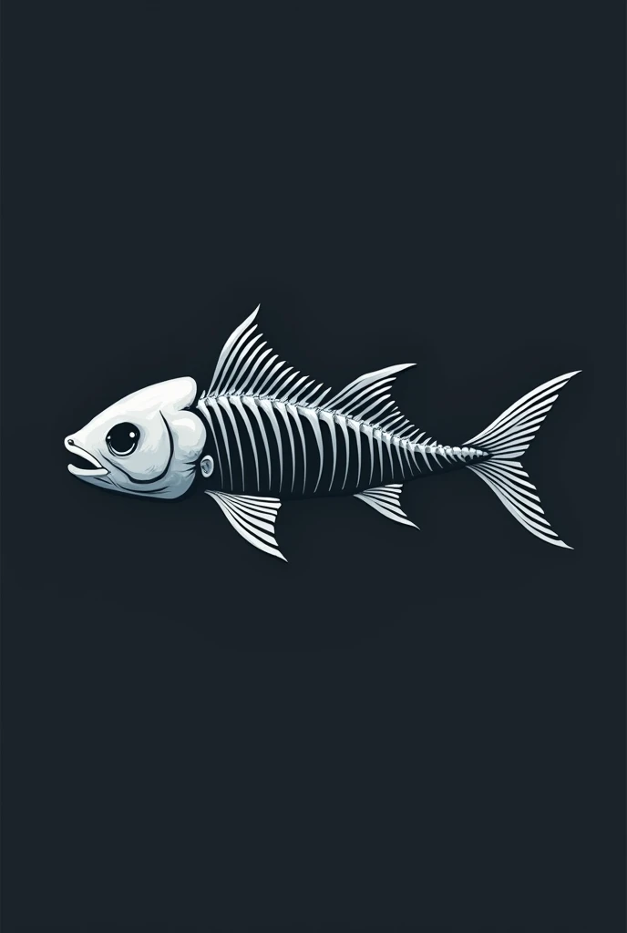 Logo of a fish with skeleton appearing