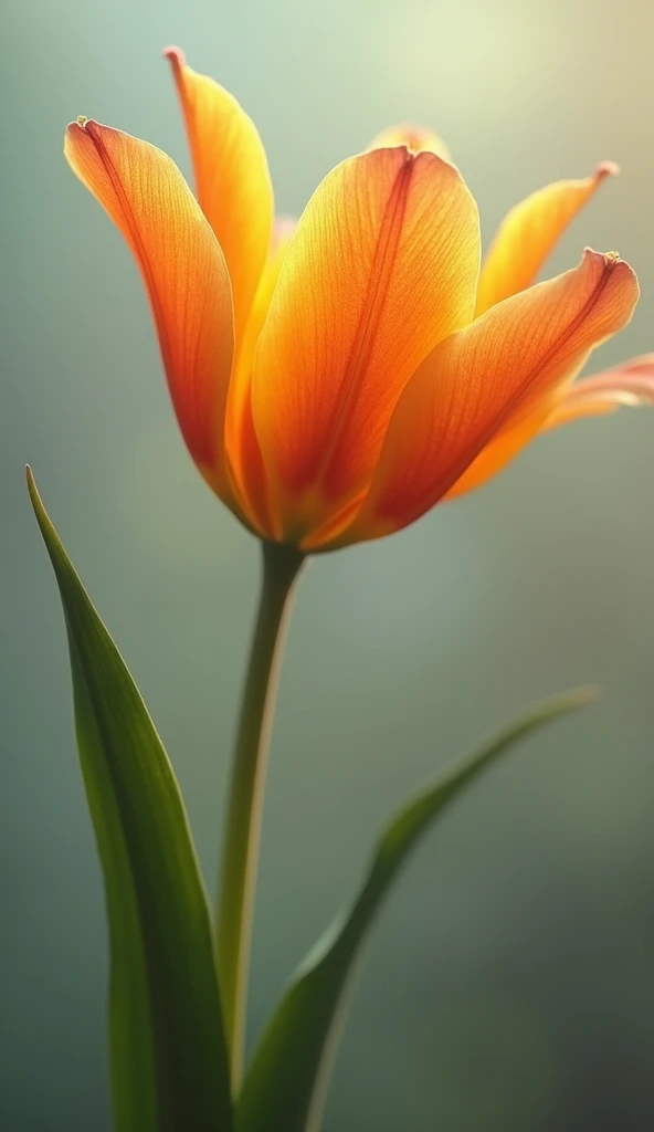 A close-up of a previously wilting flower now standing tall and vibrant, its petals wide open and glowing with health, symbolizing recovery and new life after the snake’s removal.