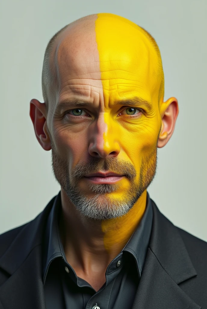 White man half yellow, bald and beardless at 3

