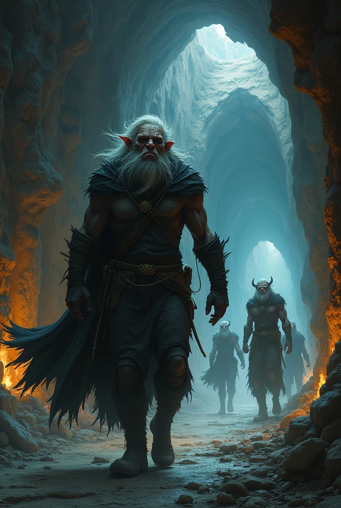 two-edged (half elf and half troll, real depiction, elfquest) forges his schemes in dark, magnificent tunnels, (dark aura), (irony, sarcasm, funny situation), (heavy metal opus), (action-packed film scene), (epic fantasy masterpiece), (detailed faces and bodies), (expression of despair), (macabre mixture of horror and fantasy), (scene from Dungeons & Dragons),