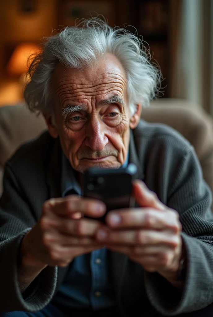 older person looking at a mobile phone