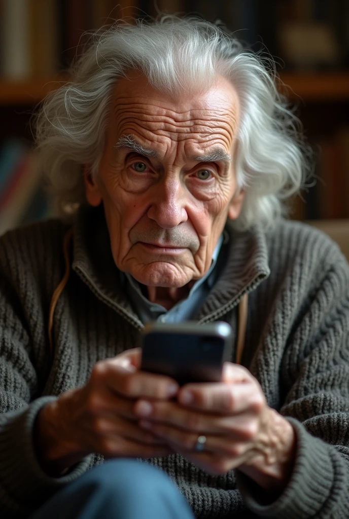 older person looking at a mobile phone