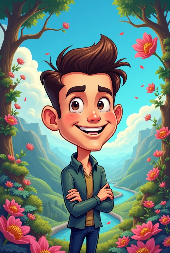 A cartoonist AI image of a another  man  with a beautiful background 