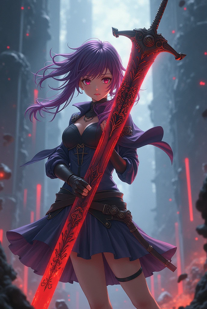 Anime girl with a big demon sword