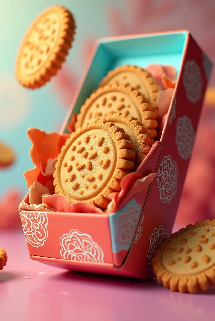 Eye-catching and colorful 3D biscuit packaging