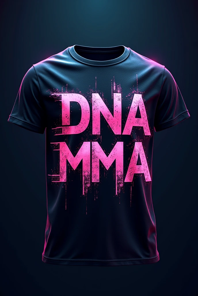 Create a t-shirt with written on DNA MMA in cool gravity 
