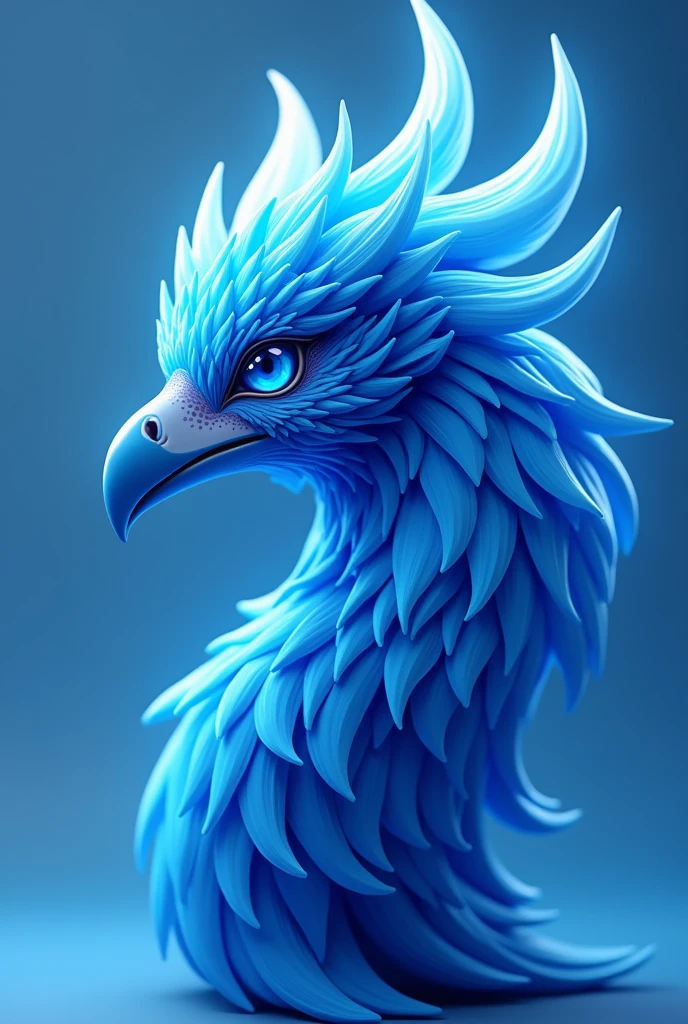 Blue head phoenix LOGO side view it have white in outer side, animated 3D vector head only, left view