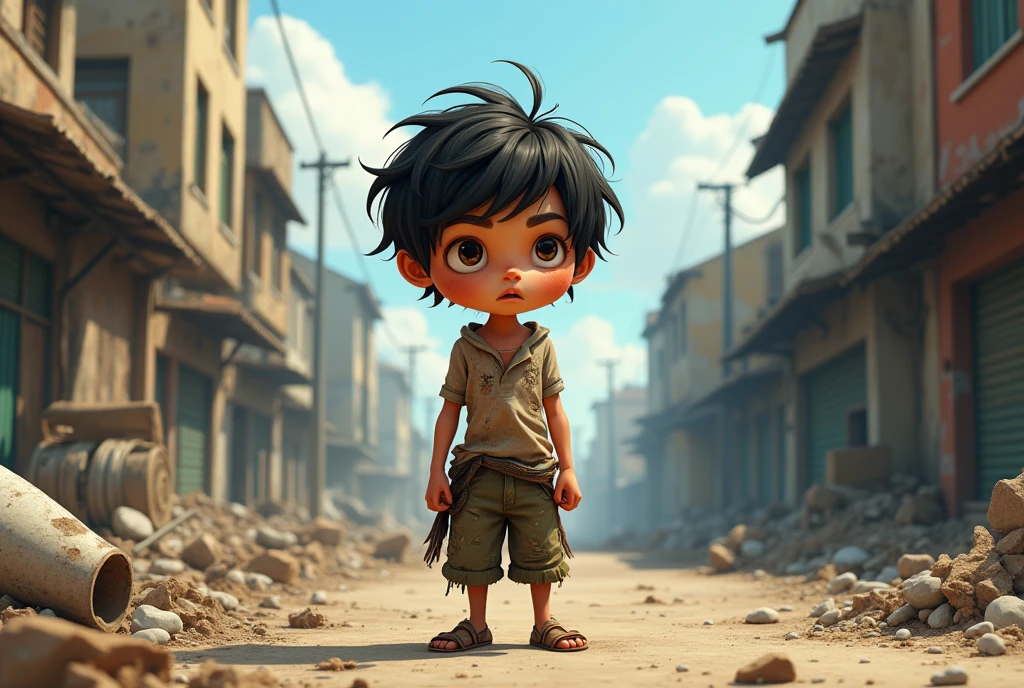 A homeless boy named "bujang", animation style