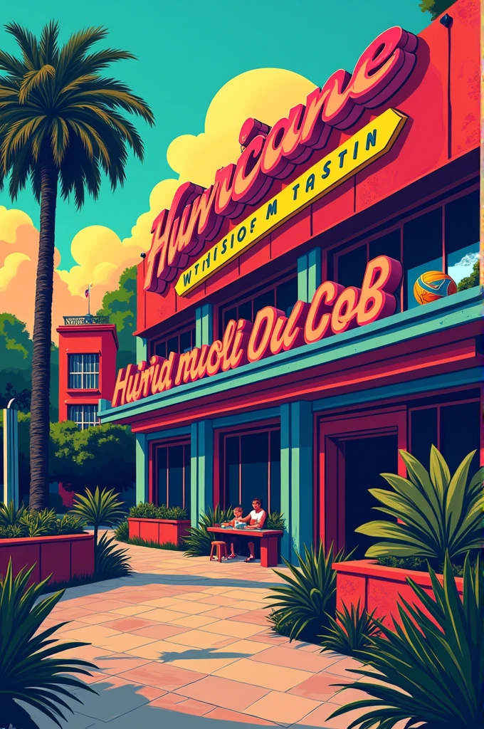 make a picture/ Pop art drawing about the hurricane club of Argentina , lots of reference to the club and the city ( Patricios Park)