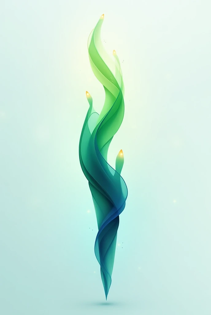 I want a design for an Olympic torch with more fluid details and abstract elements., the mandatory colors are green and blue