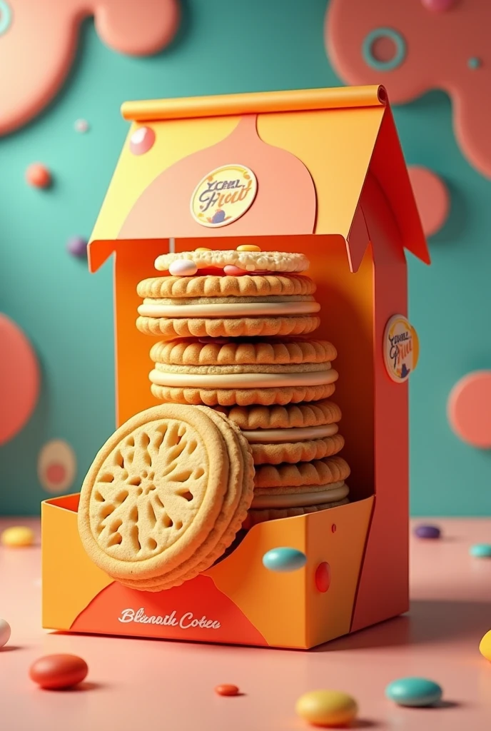 Eye-catching and colorful 3D biscuit packaging