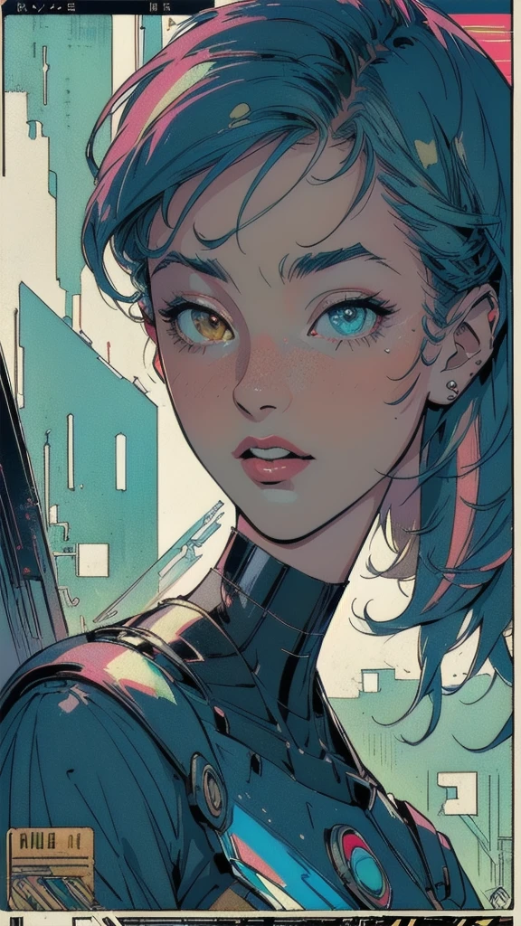 (((masterpiece, highest quality))),(((solo:1.2))),(((1girl:1.2))),32k wallpaper, very detailed, poster, vintage science fiction,(((((geometric cinematic movie poster))))), ((((bauhaus)))),(((abstract))),((((mid century modern)))),(((((portfolio))))),(((((Close-up))))),(((((bust up))))),((((more various angle)))),(((highlight))),((((heterochromia)))),(((complete. detailed face))),(((Extremely talented))),(((most complecated machine))),(((Overall colorfully))),((((((Absolutely vintage background)))))),(((vaporwave))),