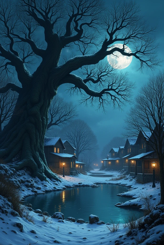 One winter night, the village people are all asleep. There was an old pond at one end of that village. Beside the pond was a huge banyan tree, which was a symbol of fear and mystery to the people of the village.