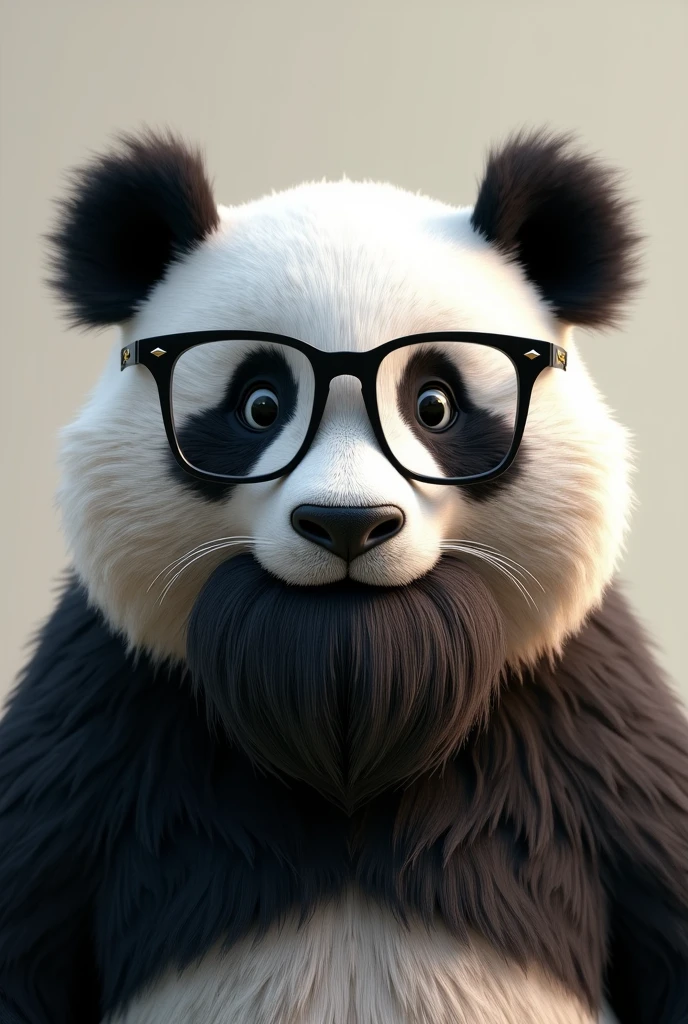 Bearded panda with glasses