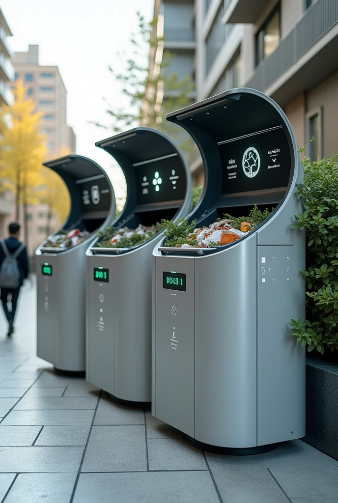 Smart waste bins with waste sorting 