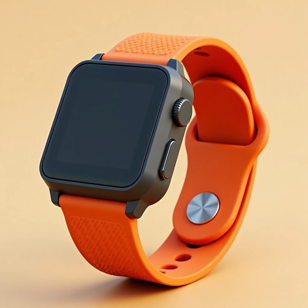 Create a watch for the blind with an orange strap and buttons on the side