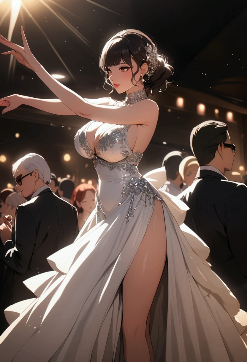 A woman with ample is dancing、