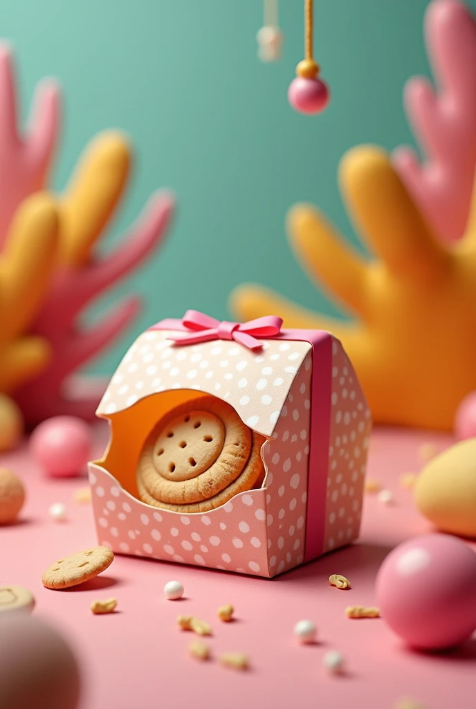 Small biscuit package, creative, Eye-catching and colorful in 3D