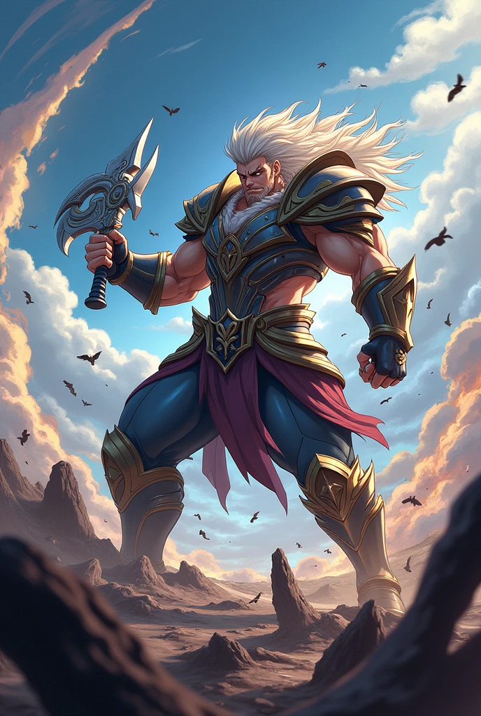 Make me an wallpaper with focus written on it with an mighty worrior in style of anime character who is fighting with his enemies and defeating them as super anime character.