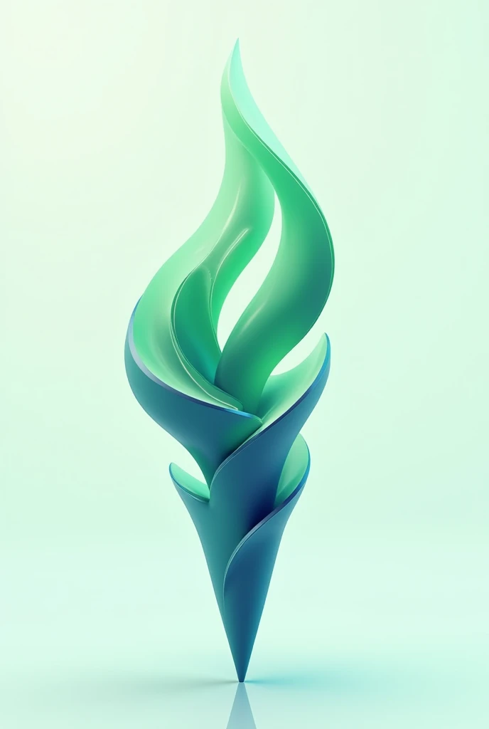 I want a design for an Olympic torch with more fluid details and abstract elements., the mandatory colors are green and blue