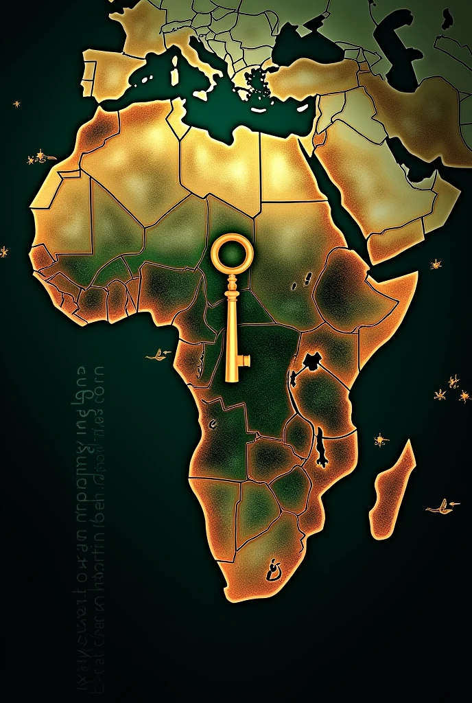 Image 2D du continent Africain inversé le bas est le sud en haut et le haut est le nord ... Tu associe à cette image des couleurs noire, green ,and yellow... The picture shows Egyptian motifs., des symboles de sagesses africaine, the key to eternal life of the Egyptians reversed downwards . illustrates the depth of realism in this image