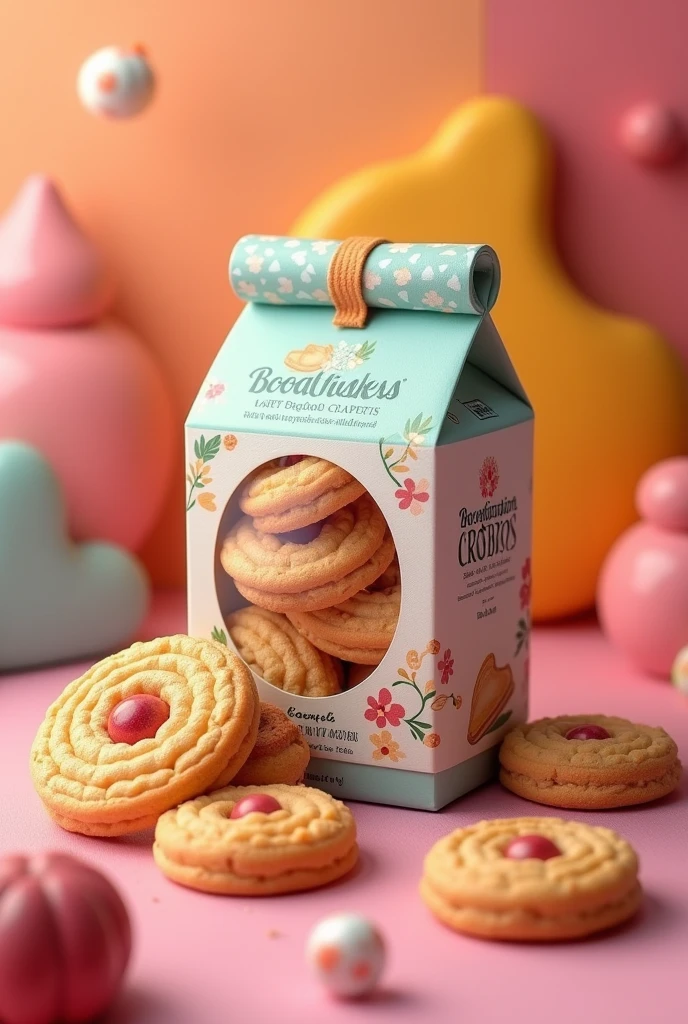 Small biscuit package, creative, Eye-catching and colorful in 3D